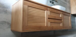 Double Vanity with Oak Slats - Image 4