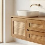 Double Vanity with Oak Slats - Image 2